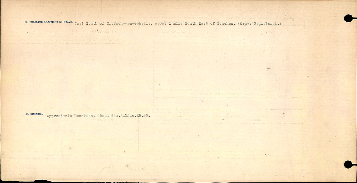 Title: Circumstances of Death Registers, First World War - Mikan Number: 46246 - Microform: 31829_B016710