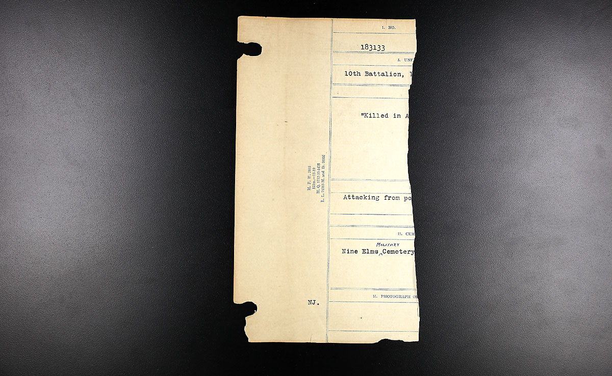 Titre : Registres de circonstances du dcs, Premire Guerre mondiale - N d'enregistrement Mikan : 46246 - Microforme : 31829_B016713