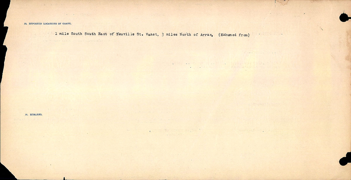Titre : Registres de circonstances du dcs, Premire Guerre mondiale - N d'enregistrement Mikan : 46246 - Microforme : 31829_B016715