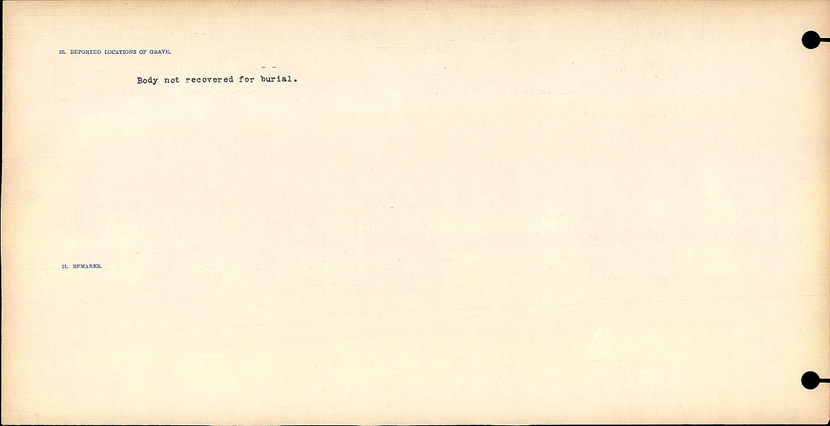 Title: Circumstances of Death Registers, First World War - Mikan Number: 46246 - Microform: 31829_B016715