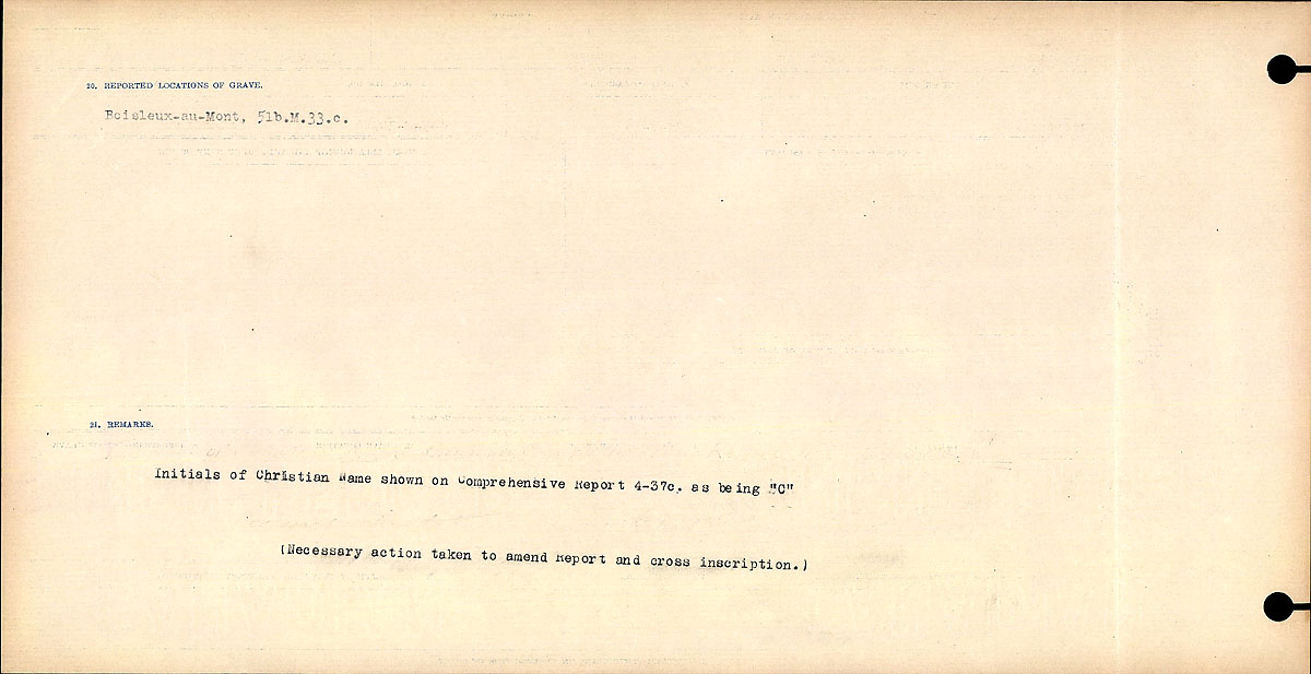 Title: Circumstances of Death Registers, First World War - Mikan Number: 46246 - Microform: 31829_B016718