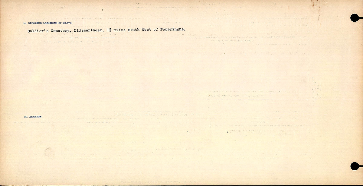 Titre : Registres de circonstances du dcs, Premire Guerre mondiale - N d'enregistrement Mikan : 46246 - Microforme : 31829_B016720