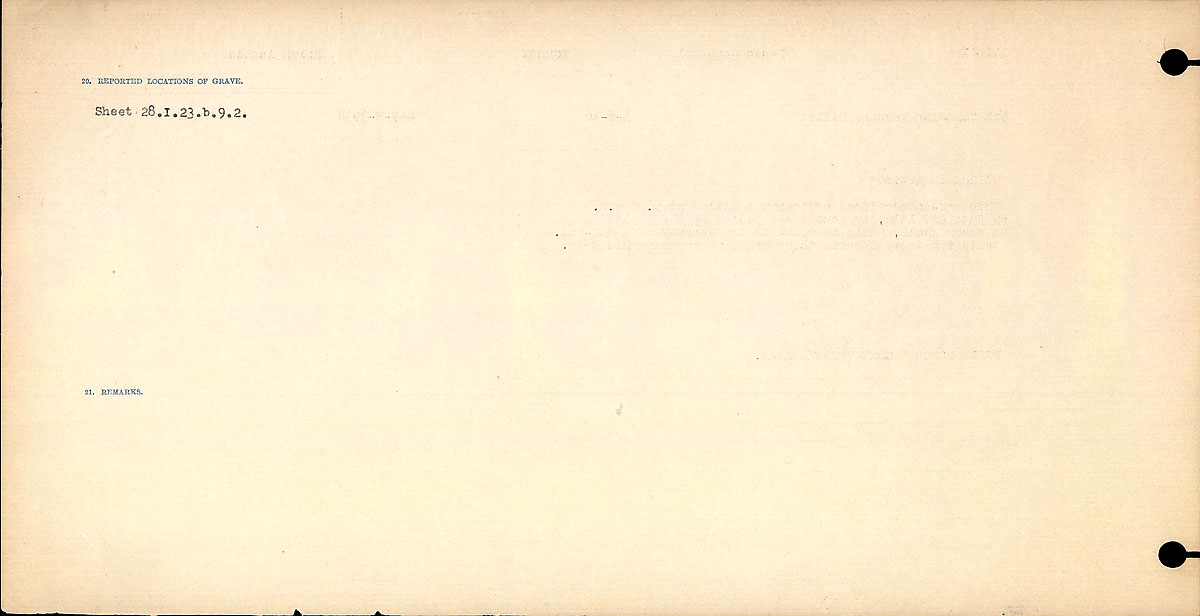 Titre : Registres de circonstances du dcs, Premire Guerre mondiale - N d'enregistrement Mikan : 46246 - Microforme : 31829_B016721