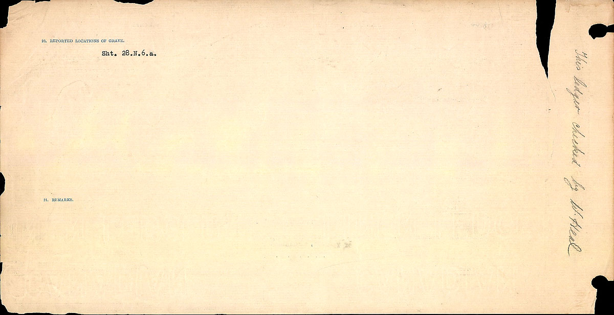 Titre : Registres de circonstances du dcs, Premire Guerre mondiale - N d'enregistrement Mikan : 46246 - Microforme : 31829_B016726