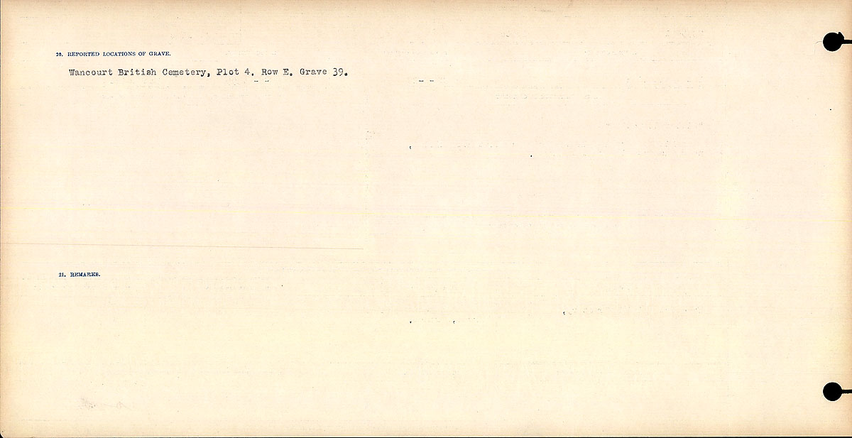 Title: Circumstances of Death Registers, First World War - Mikan Number: 46246 - Microform: 31829_B016730