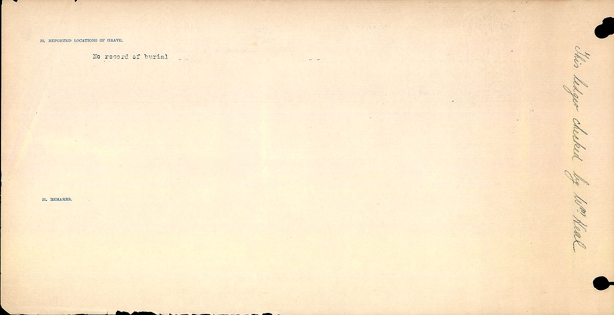 Titre : Registres de circonstances du dcs, Premire Guerre mondiale - N d'enregistrement Mikan : 46246 - Microforme : 31829_B016739