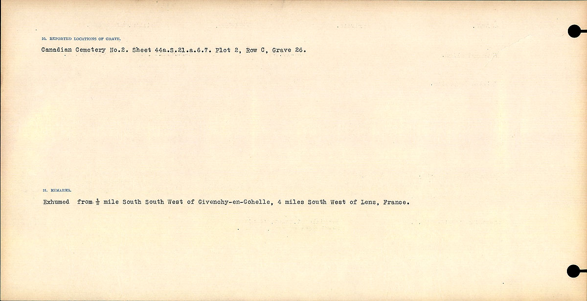 Title: Circumstances of Death Registers, First World War - Mikan Number: 46246 - Microform: 31829_B016742