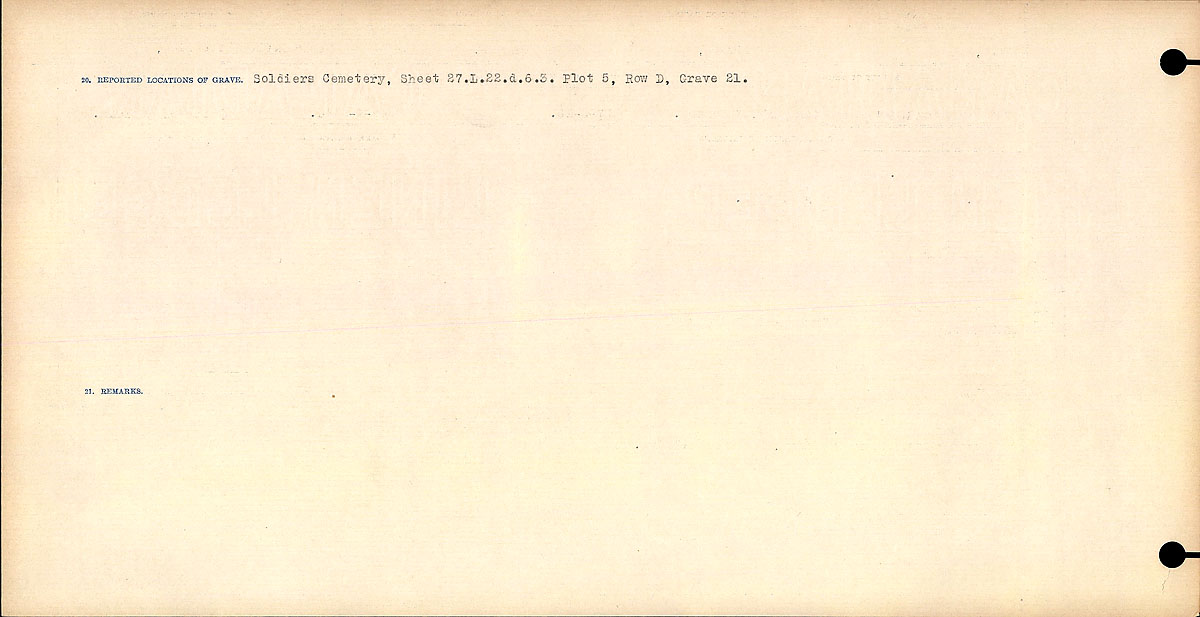 Titre : Registres de circonstances du dcs, Premire Guerre mondiale - N d'enregistrement Mikan : 46246 - Microforme : 31829_B016752