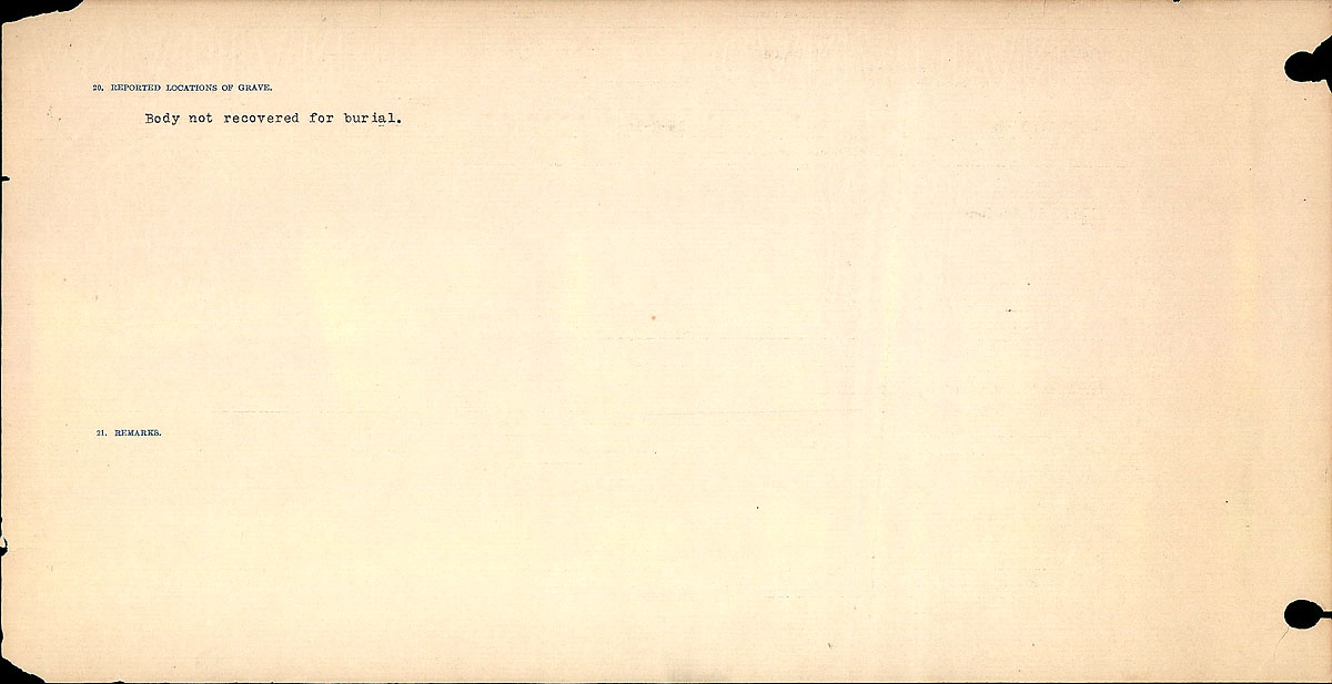 Titre : Registres de circonstances du dcs, Premire Guerre mondiale - N d'enregistrement Mikan : 46246 - Microforme : 31829_B016766