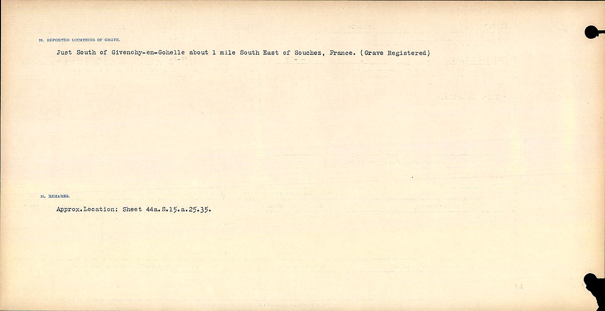 Title: Circumstances of Death Registers, First World War - Mikan Number: 46246 - Microform: 31829_B016771