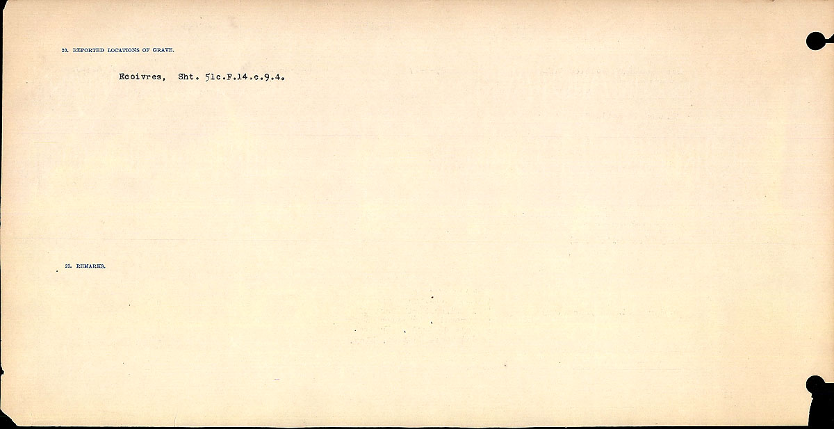 Titre : Registres de circonstances du dcs, Premire Guerre mondiale - N d'enregistrement Mikan : 46246 - Microforme : 31829_B034746