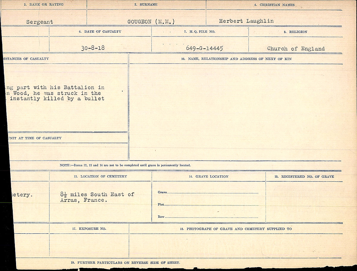 Title: Circumstances of Death Registers, First World War - Mikan Number: 46246 - Microform: 31829_B034747