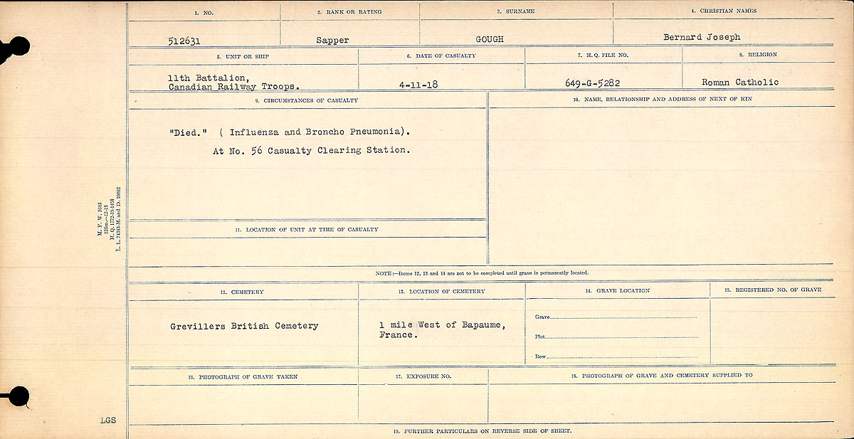Title: Circumstances of Death Registers, First World War - Mikan Number: 46246 - Microform: 31829_B034747