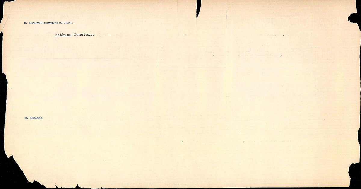 Title: Circumstances of Death Registers, First World War - Mikan Number: 46246 - Microform: 31829_B034748