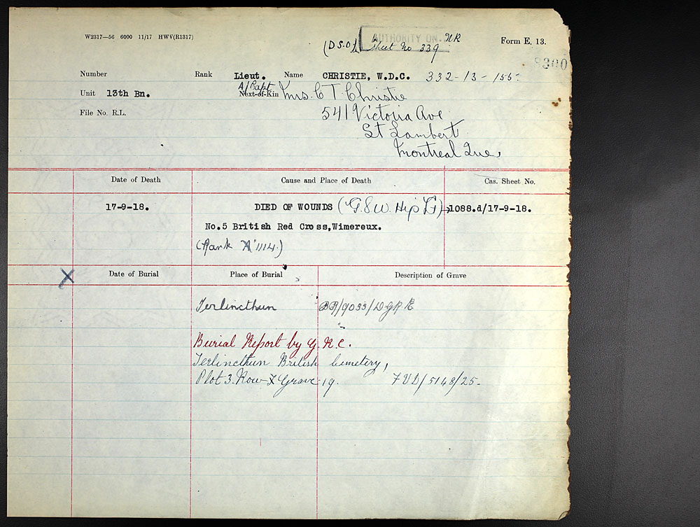 Titre : Registres de spultures de guerre du Commonwealth, Premire Guerre mondiale - N d'enregistrement Mikan : 46246 - Microforme : 31830_B016589