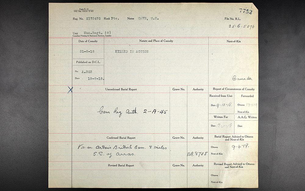 Title: Commonwealth War Graves Registers, First World War - Mikan Number: 46246 - Microform: 31830_B016590