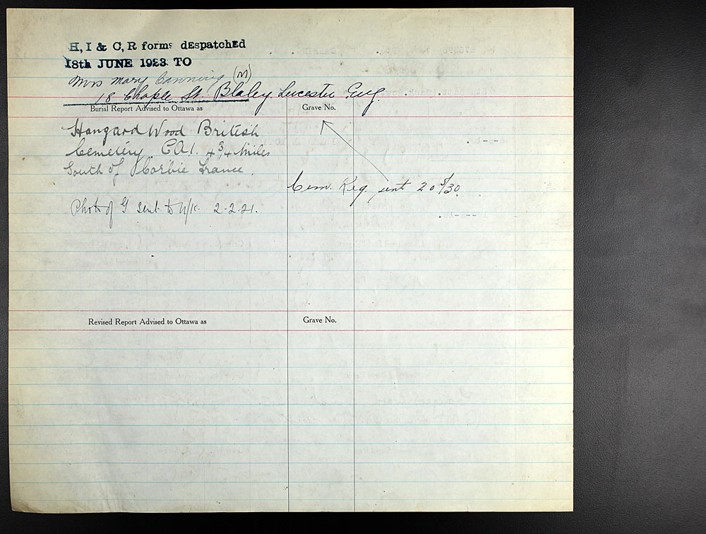 Title: Commonwealth War Graves Registers, First World War - Mikan Number: 46246 - Microform: 31830_B016591