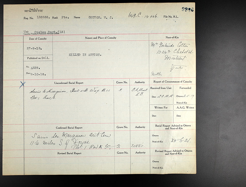 Title: Commonwealth War Graves Registers, First World War - Mikan Number: 46246 - Microform: 31830_B016592