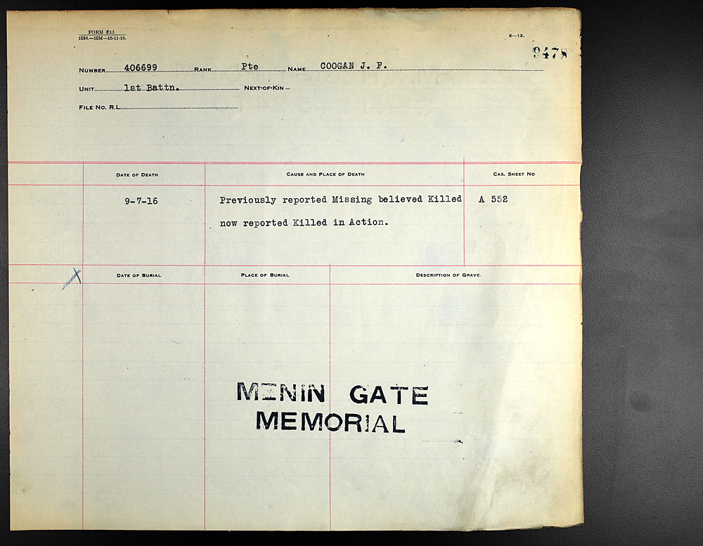 Titre : Registres de spultures de guerre du Commonwealth, Premire Guerre mondiale - N d'enregistrement Mikan : 46246 - Microforme : 31830_B016593