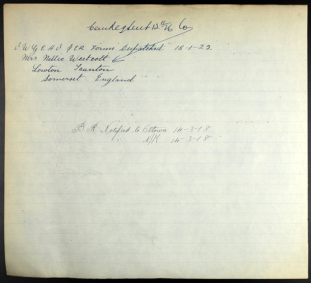 Title: Commonwealth War Graves Registers, First World War - Mikan Number: 46246 - Microform: 31830_B016595