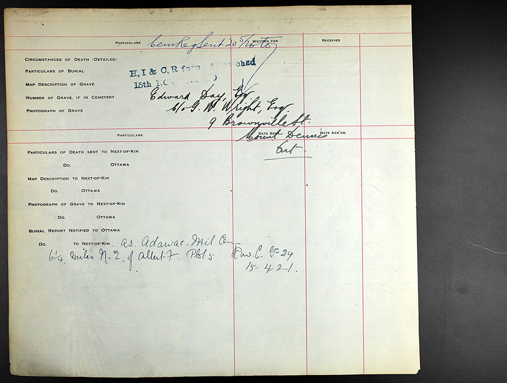 Titre : Registres de spultures de guerre du Commonwealth, Premire Guerre mondiale - N d'enregistrement Mikan : 46246 - Microforme : 31830_B016597