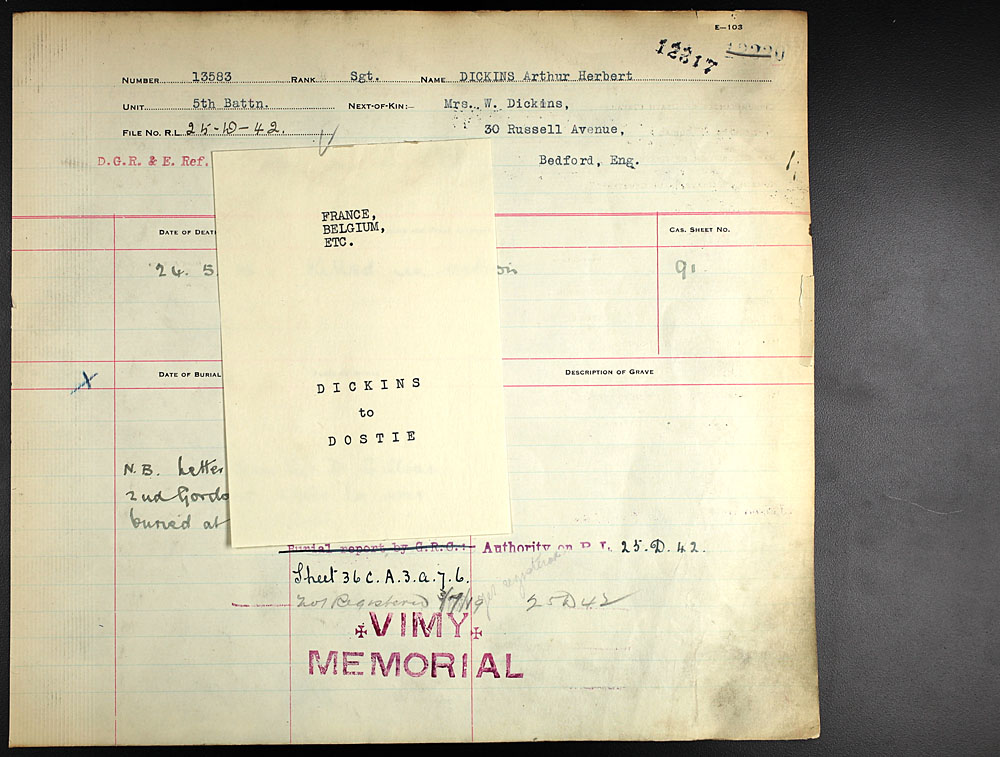 Title: Commonwealth War Graves Registers, First World War - Mikan Number: 46246 - Microform: 31830_B016599