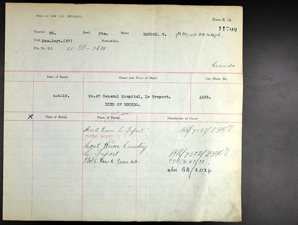 Titre : Registres de spultures de guerre du Commonwealth, Premire Guerre mondiale - N d'enregistrement Mikan : 46246 - Microforme : 31830_B016600