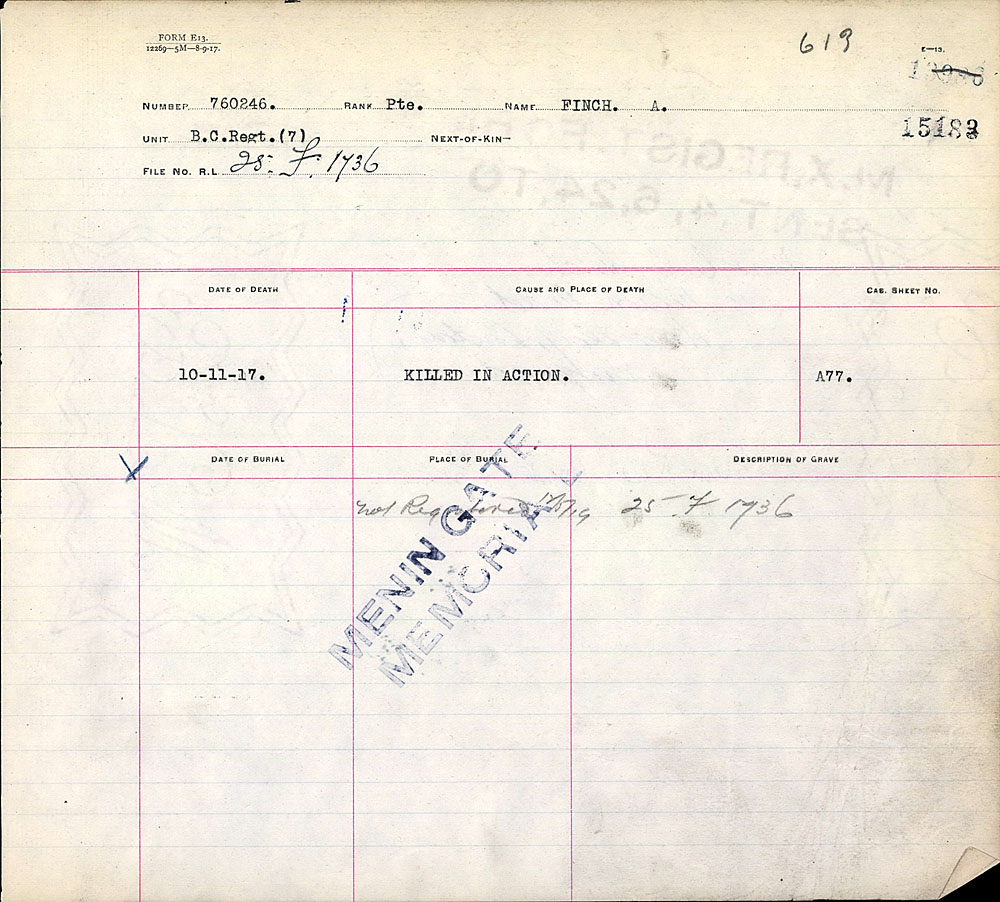 Titre : Registres de spultures de guerre du Commonwealth, Premire Guerre mondiale - N d'enregistrement Mikan : 46246 - Microforme : 31830_B016606