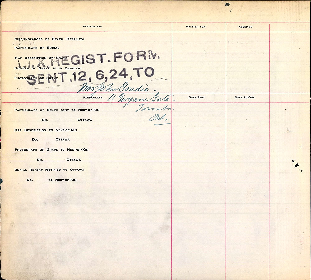 Titre : Registres de spultures de guerre du Commonwealth, Premire Guerre mondiale - N d'enregistrement Mikan : 46246 - Microforme : 31830_B016607