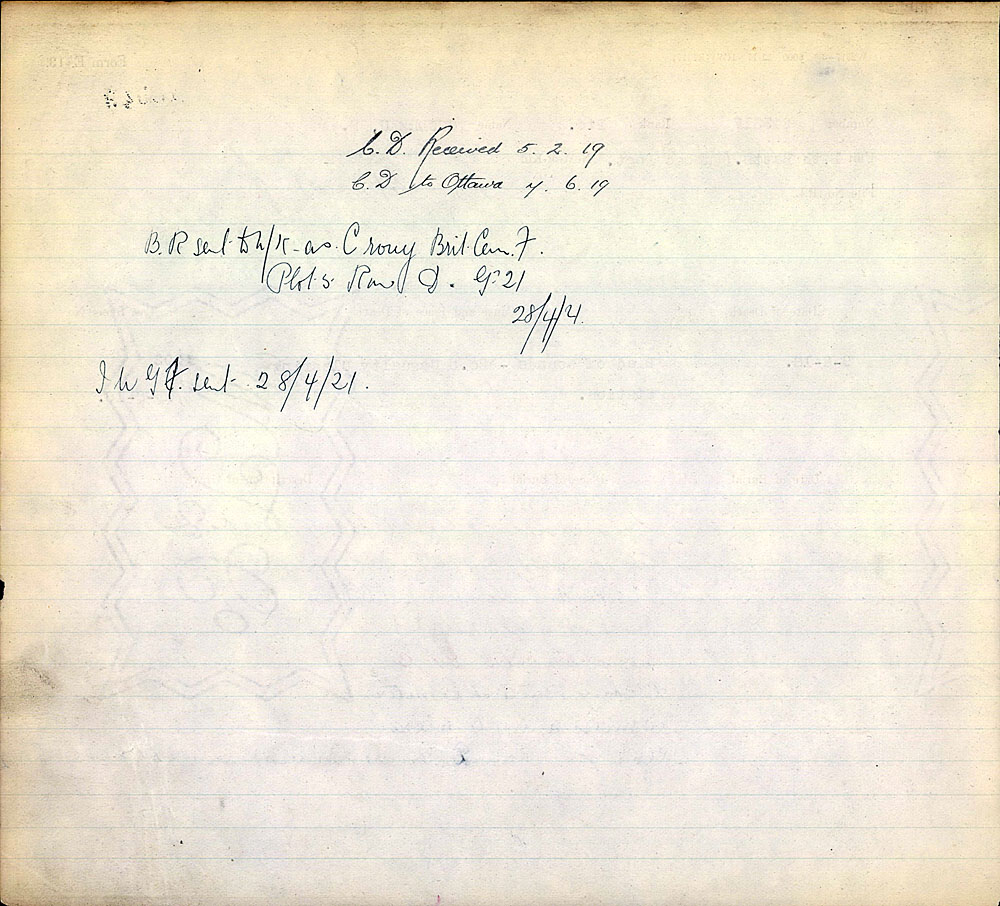 Title: Commonwealth War Graves Registers, First World War - Mikan Number: 46246 - Microform: 31830_B016607
