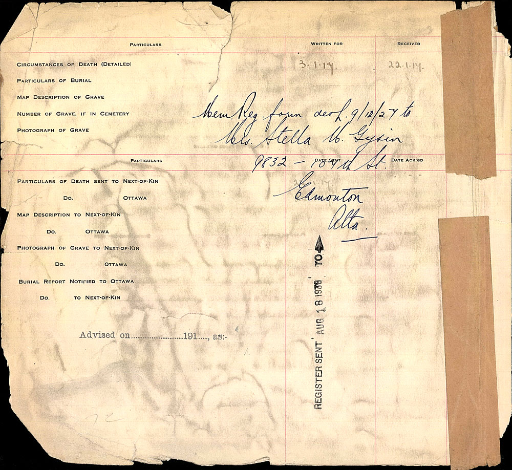 Title: Commonwealth War Graves Registers, First World War - Mikan Number: 46246 - Microform: 31830_B016611