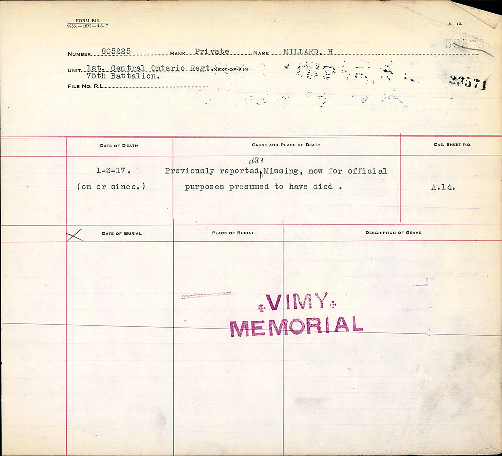Titre : Registres de spultures de guerre du Commonwealth, Premire Guerre mondiale - N d'enregistrement Mikan : 46246 - Microforme : 31830_B016616