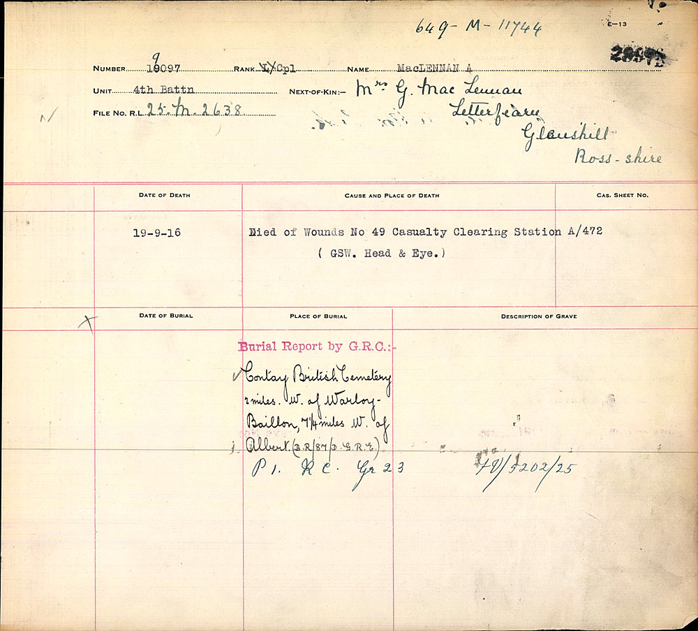 Title: Commonwealth War Graves Registers, First World War - Mikan Number: 46246 - Microform: 31830_B016624