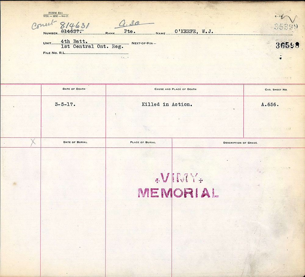 Titre : Registres de spultures de guerre du Commonwealth, Premire Guerre mondiale - N d'enregistrement Mikan : 46246 - Microforme : 31830_B016629