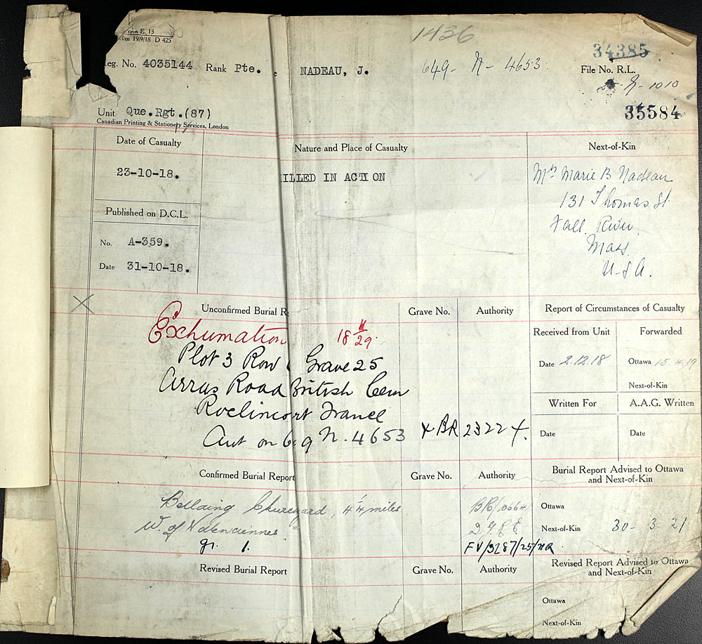 Title: Commonwealth War Graves Registers, First World War - Mikan Number: 46246 - Microform: 31830_B016630