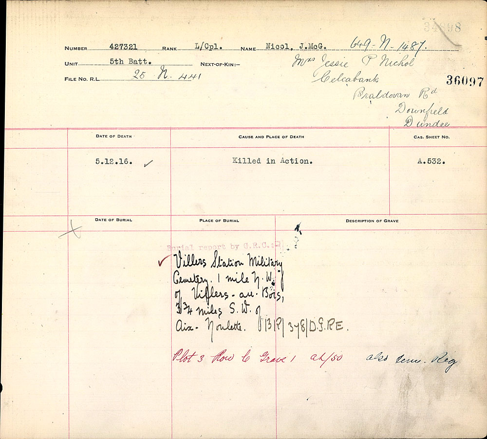 Title: Commonwealth War Graves Registers, First World War - Mikan Number: 46246 - Microform: 31830_B016630