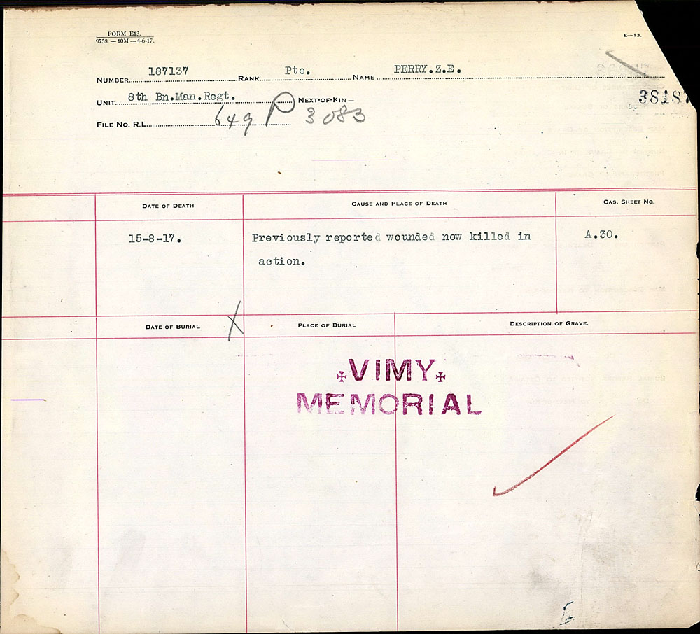 Title: Commonwealth War Graves Registers, First World War - Mikan Number: 46246 - Microform: 31830_B016633