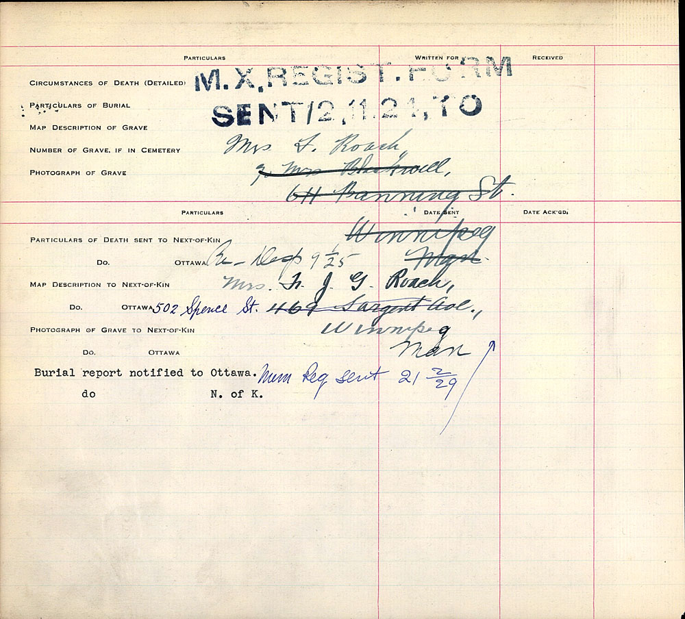 Title: Commonwealth War Graves Registers, First World War - Mikan Number: 46246 - Microform: 31830_B016637