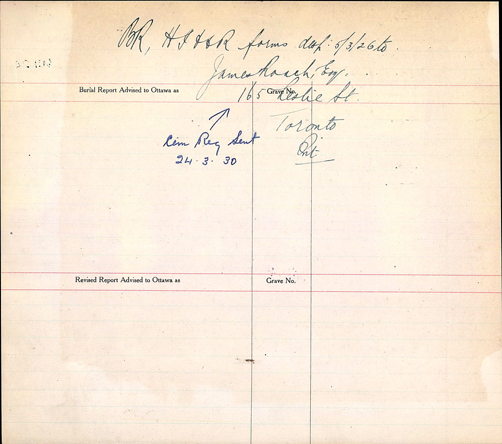 Title: Commonwealth War Graves Registers, First World War - Mikan Number: 46246 - Microform: 31830_B016637
