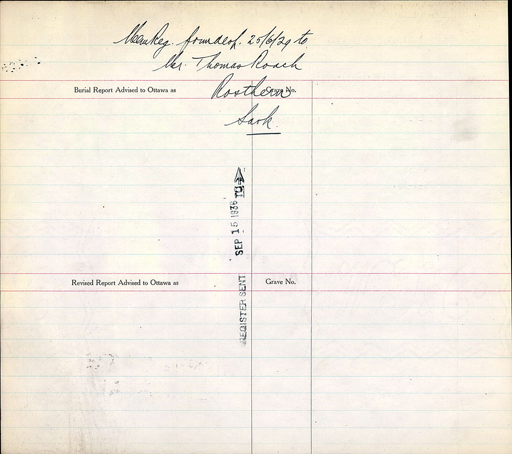 Title: Commonwealth War Graves Registers, First World War - Mikan Number: 46246 - Microform: 31830_B016637