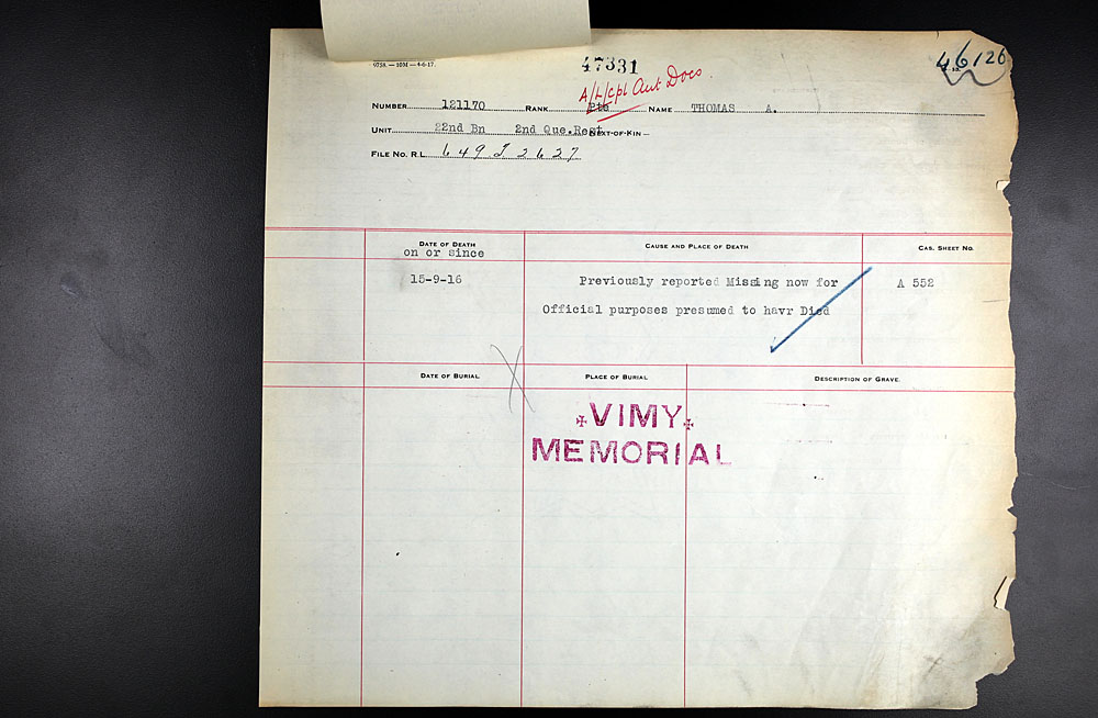 Title: Commonwealth War Graves Registers, First World War - Mikan Number: 46246 - Microform: 31830_B016639