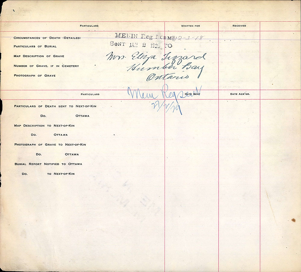Title: Commonwealth War Graves Registers, First World War - Mikan Number: 46246 - Microform: 31830_B016639