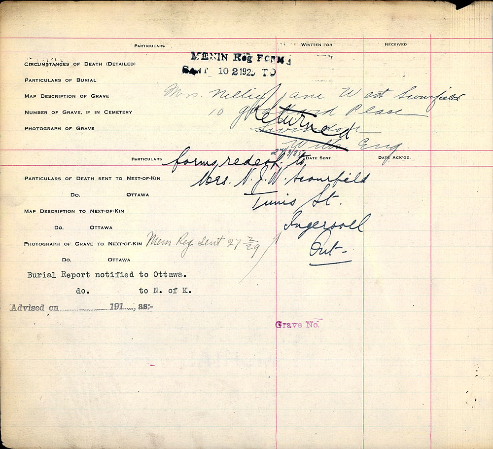 Title: Commonwealth War Graves Registers, First World War - Mikan Number: 46246 - Microform: 31830_B016640