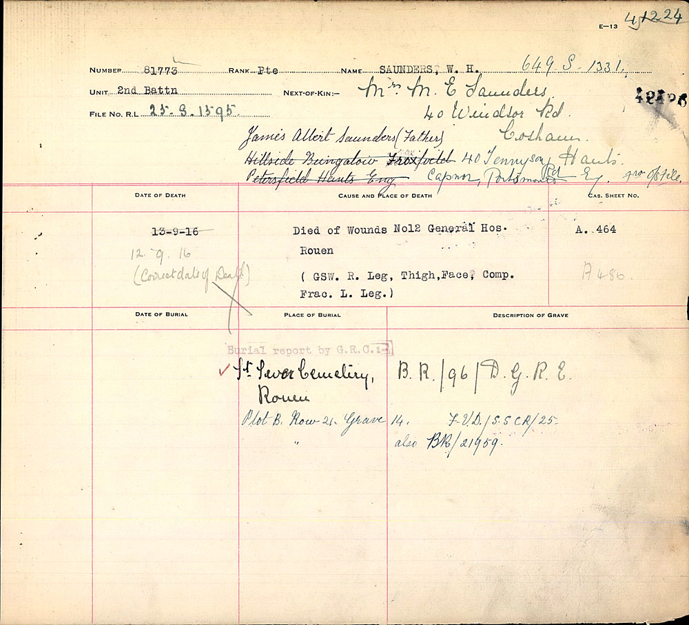 Titre : Registres de spultures de guerre du Commonwealth, Premire Guerre mondiale - N d'enregistrement Mikan : 46246 - Microforme : 31830_B016641
