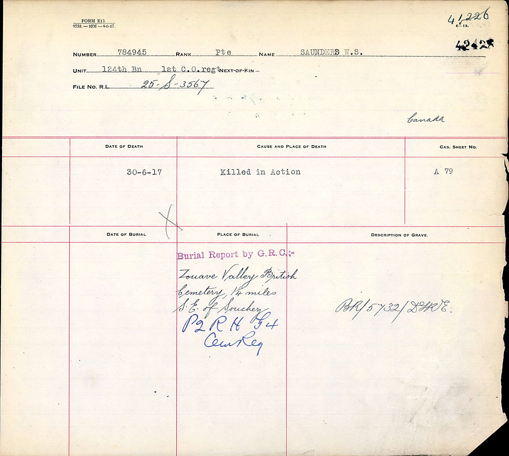 Title: Commonwealth War Graves Registers, First World War - Mikan Number: 46246 - Microform: 31830_B016641