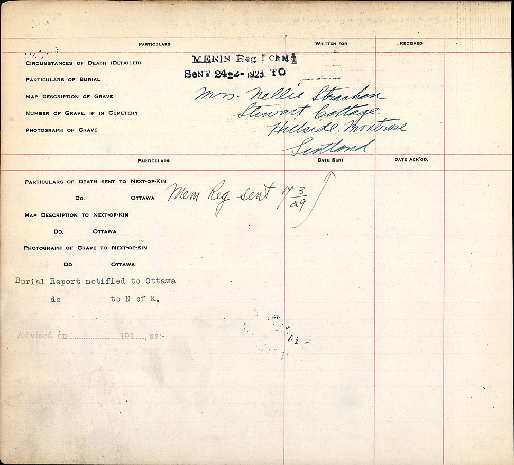 Titre : Registres de spultures de guerre du Commonwealth, Premire Guerre mondiale - N d'enregistrement Mikan : 46246 - Microforme : 31830_B016646