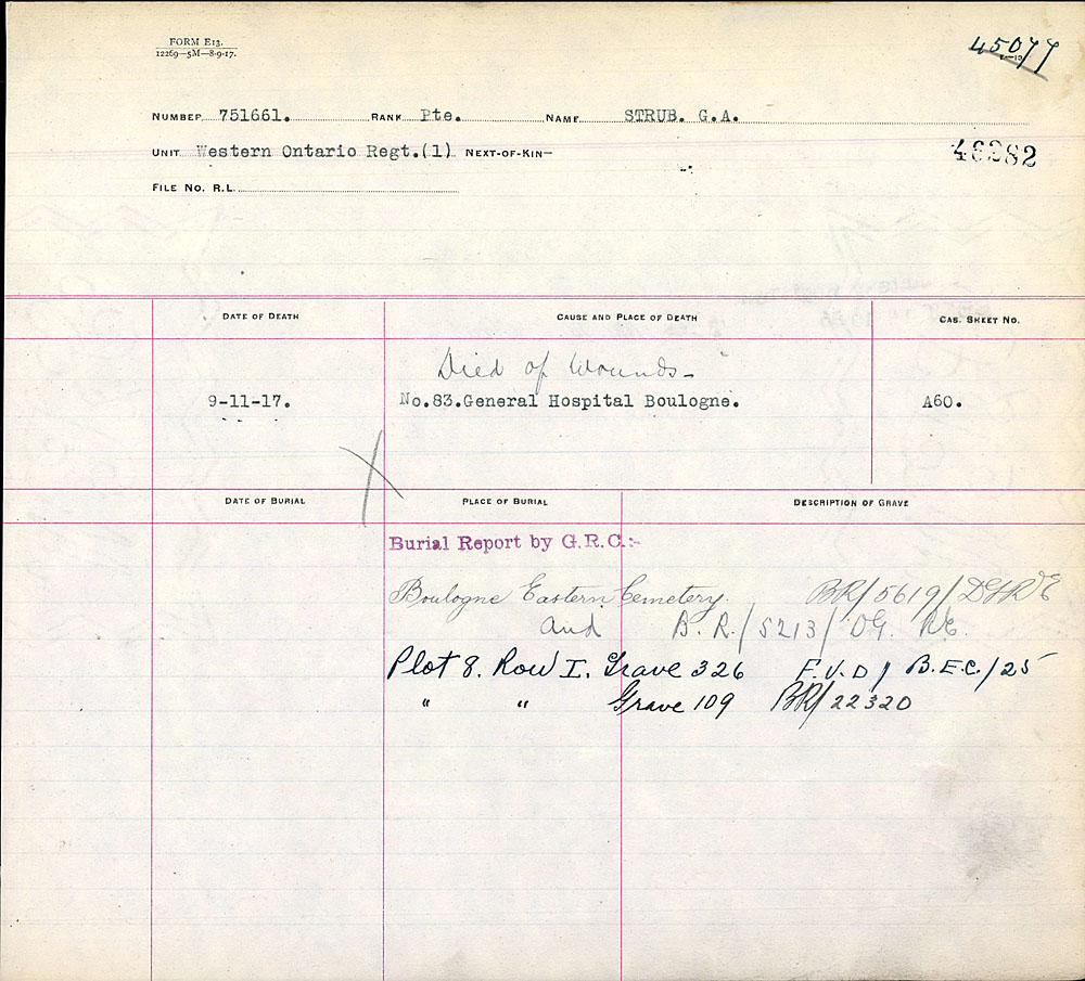 Title: Commonwealth War Graves Registers, First World War - Mikan Number: 46246 - Microform: 31830_B016646