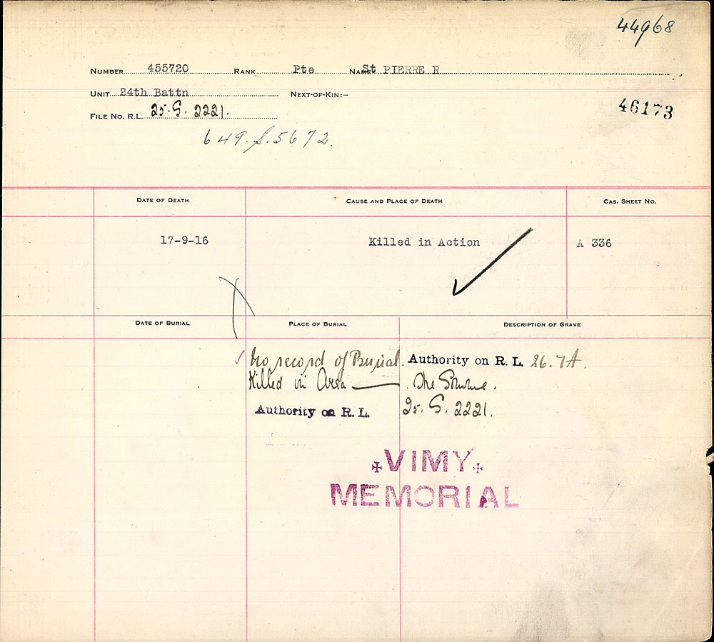 Titre : Registres de spultures de guerre du Commonwealth, Premire Guerre mondiale - N d'enregistrement Mikan : 46246 - Microforme : 31830_B016647