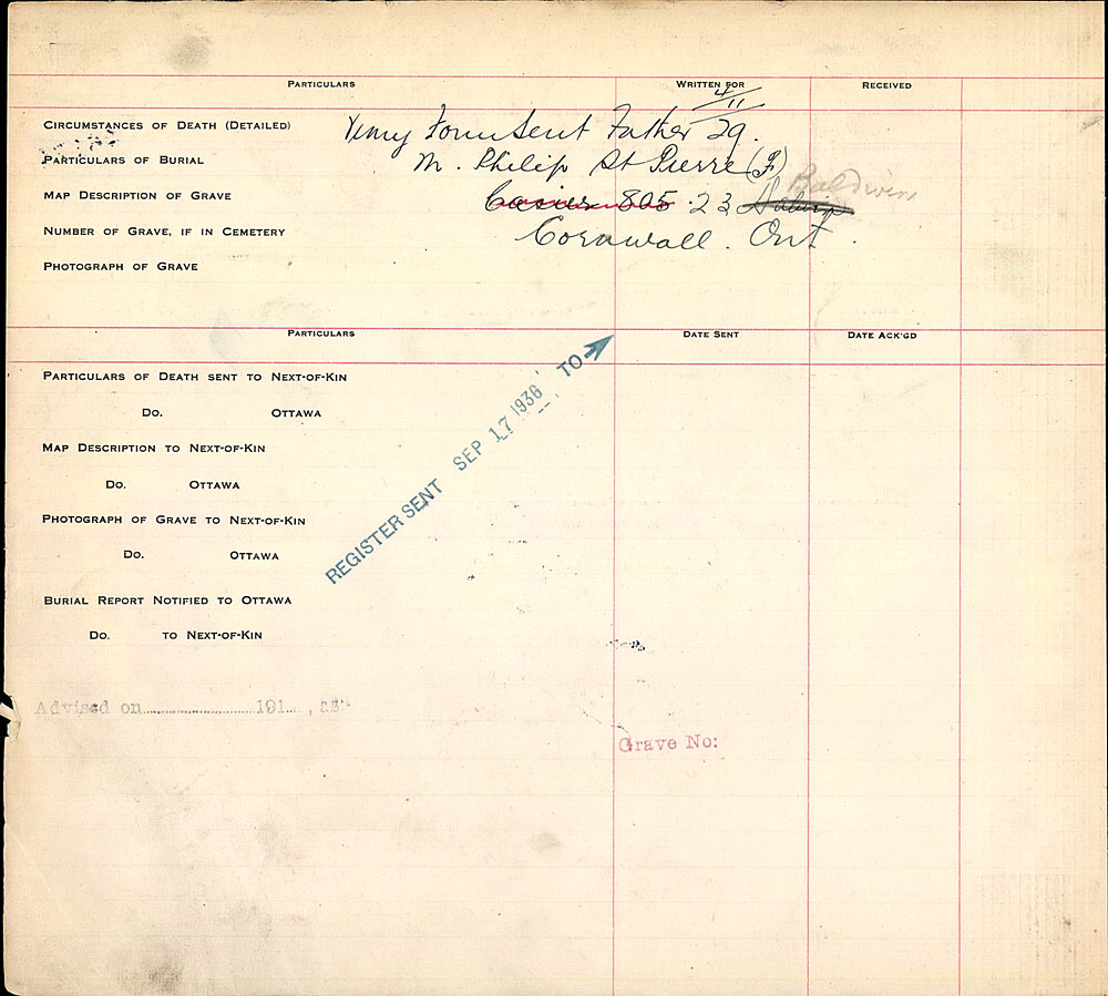 Title: Commonwealth War Graves Registers, First World War - Mikan Number: 46246 - Microform: 31830_B016647