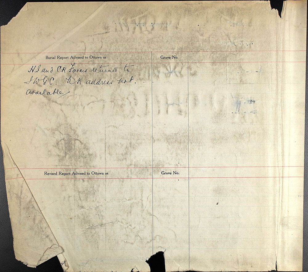 Title: Commonwealth War Graves Registers, First World War - Mikan Number: 46246 - Microform: 31830_B016652